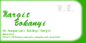 margit bokanyi business card